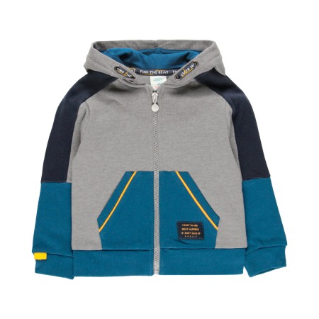 Hanorace/Jachete - Hanorac cu gluga baiat, bumbac, gri/albastru, Boboli
