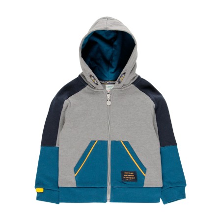 Hanorac cu gluga baiat, bumbac, gri/albastru, Boboli [3]