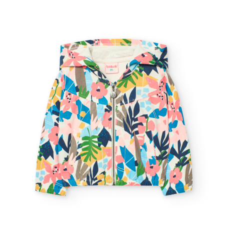 Geci/ Jachete - Hanorac cu gluga fetite 1-8 ani, bumbac better cotton, imprimeu floral, brand Boboli