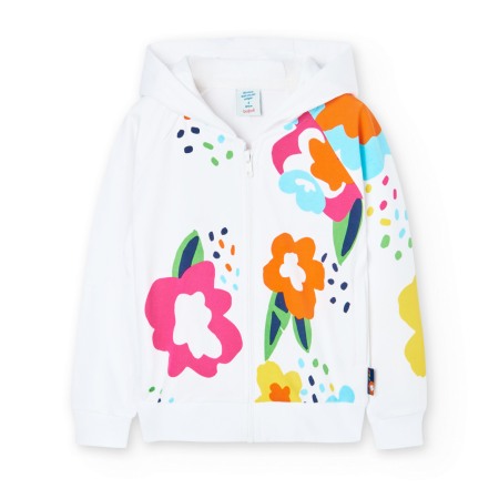 Hanorace/Jachete jersey - Hanorac fete bumbac cu gluga, imprimeu floral multicolor, Boboli - 409192