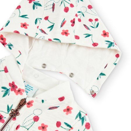 Hanorac fetite 1-8 ani cu gluga detasabila, bumbac oeko tex, imprimeu floral, brand Boboli [4]