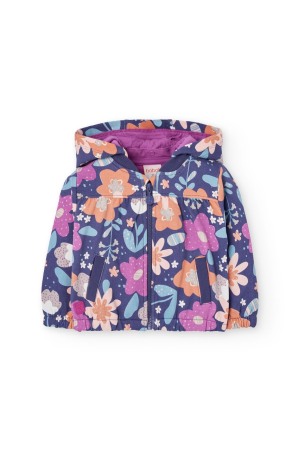 Hanorace/Jachete jersey - Hanorac fetite cu gluga, bumbac better cotton, imprimeu floral mov, brand Boboli