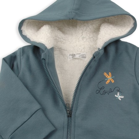 Hanorac fetite cu gluga, imprimeu fluturi, turcoaz, Babybol [2]