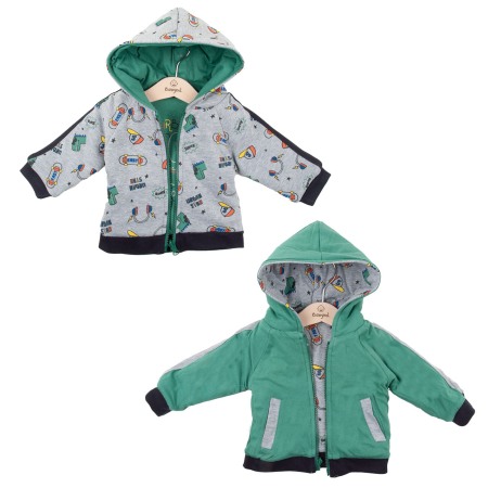 Hanorace/Jachete - Hanorac vatuit baiat, bumbac, reversibil, Babybol