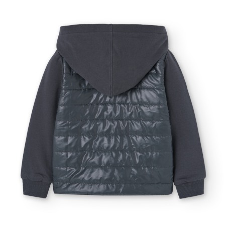 Jacheta fete fleece cu gluga, vatuita, bumbac, gri, brand Boboli [1]