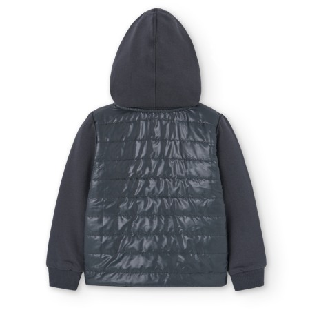 Jacheta fete fleece cu gluga, vatuita, bumbac, gri, brand Boboli [5]