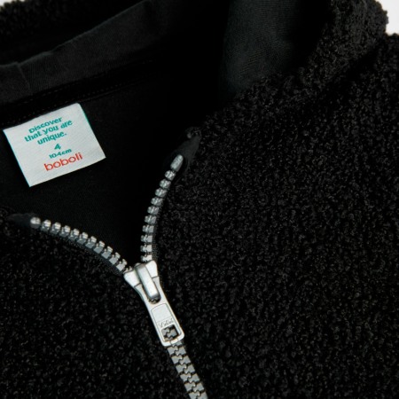 Jacheta fete vatuita cu gluga, aspect carliontat, neagra, Boboli [2]