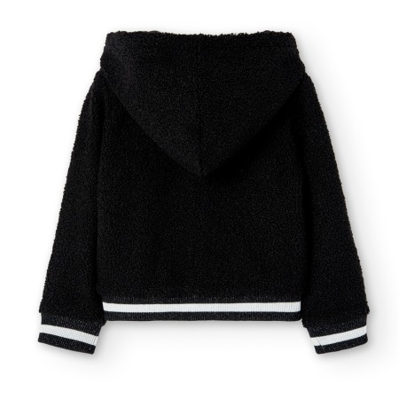 Jacheta fete vatuita cu gluga, aspect carliontat, neagra, Boboli [1]