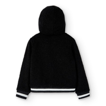 Jacheta fete vatuita cu gluga, aspect carliontat, neagra, Boboli [6]