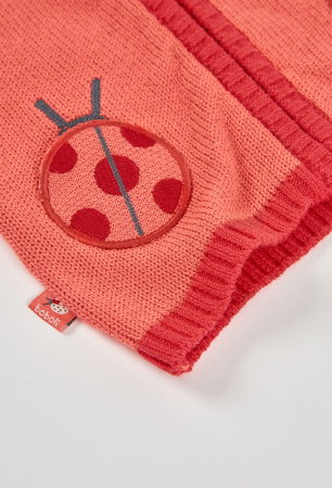 Jacheta tricot bebe fetita, gluga detasabila, model gargarita, rosu, brand Boboli [3]