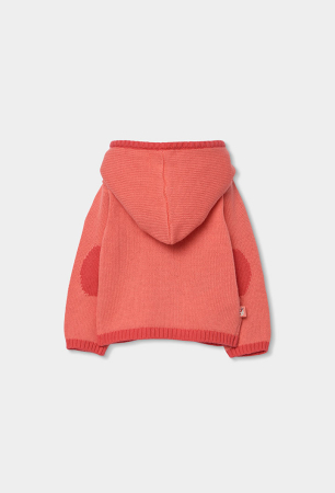 Jacheta tricot bebe fetita, gluga detasabila, model gargarita, rosu, brand Boboli [1]