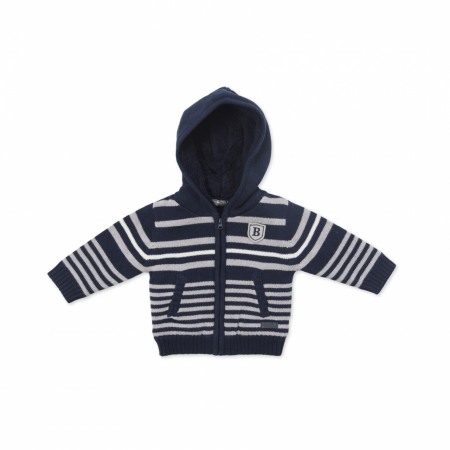 Fete/Baieti 2- 16 ani - Jacheta tricotata cu gluga Babybol, navy