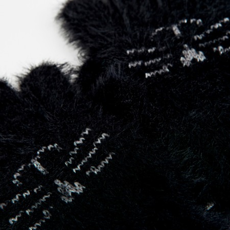 Manusi cu degete tricot fete, broderie mustati pisica, negre, Boboli [1]