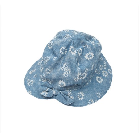 Fete - Palarie soare fetite denim cu imprimeu floricele, bleu, Babybol