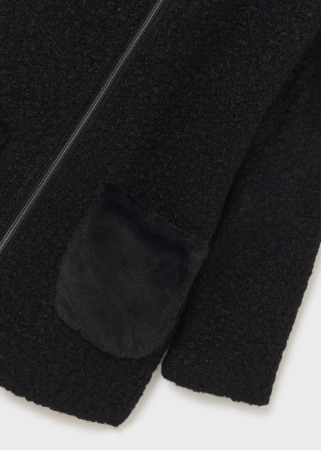 Palton fete cu aspect carliontat, bej, guler blanita nedetasabil, negru, Mayoral [3]