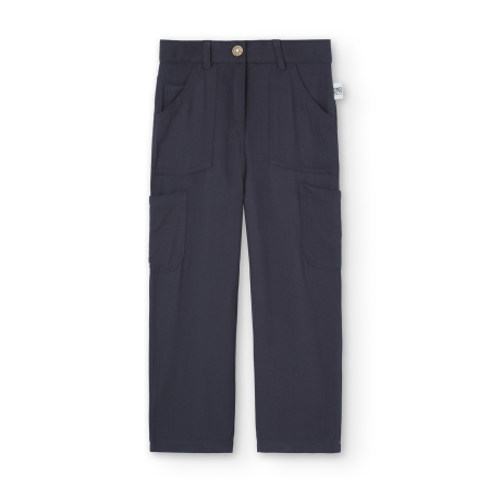 Colectie fete/ baieti primavara-vara - Pantalon lung fete, vascoza, model lejer, gri, brand Boboli