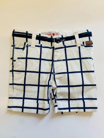 Fete/Baieti 0-24 luni - Pantalon scurt bebe baiat, satin mat, dungi navy, Boboli