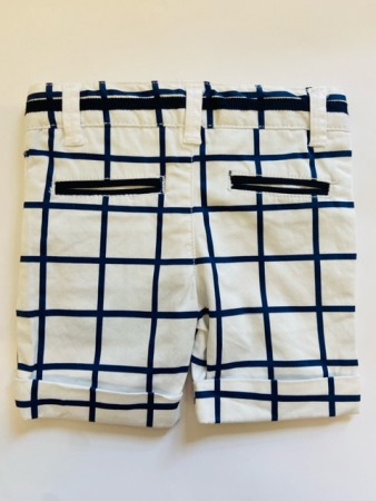 Pantalon scurt bebe baiat, satin mat, dungi navy, Boboli [1]