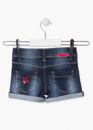 Pantalon scurt fete, broderie gargarite, denim [1]