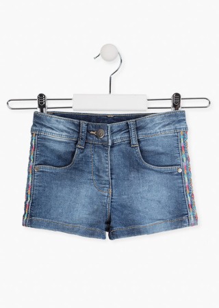 Fete/Baieti 2- 16 ani - Pantalon scurt fete, denim, broderie etnic, Losan