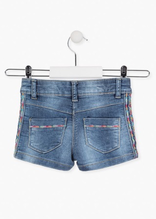 Pantalon scurt fete, denim, broderie etnic, Losan [1]