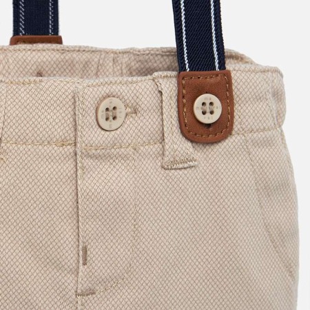 Pantaloni captusiti cu bretele bebe baiat, bej [2]