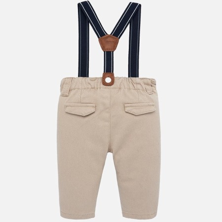 Pantaloni captusiti cu bretele bebe baiat, bej [1]