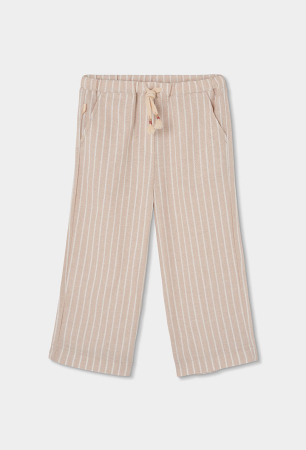 Colectie fete/ baieti primavara-vara - Pantaloni din in fetite, dungi verticale bej, brand Boboli
