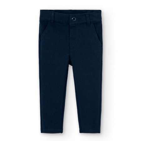 Baieti - Pantaloni eleganti bebe baieti din bumbac, bleumarin, Boboli