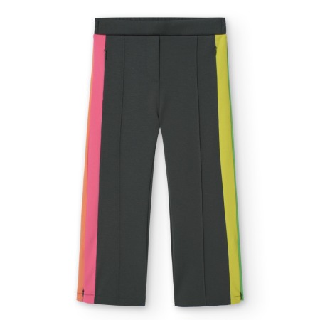 Pantaloni fete evazati, dungi multicolor, gri, Boboli [1]