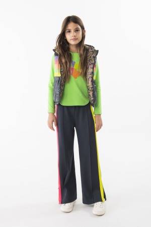 Blugi/Pantaloni lungi - Pantaloni fete evazati, dungi multicolor, gri, Boboli