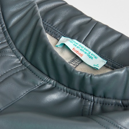 Pantaloni fete piele ecologica, tip colant, vatuit, gri, Boboli [2]