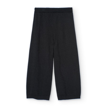 Pantaloni fete tricot, model larg, negru cu insertii fine lurex, brand Boboli [2]