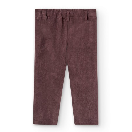 Pantaloni fetite, piele intoarsa eco, maro, Boboli [1]