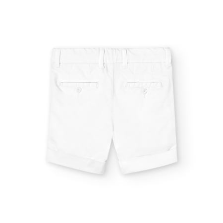 Pantaloni scurti baieti, bumbac saten, alb, brand Boboli [1]