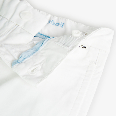 Pantaloni scurti baieti, bumbac saten, alb, brand Boboli [2]
