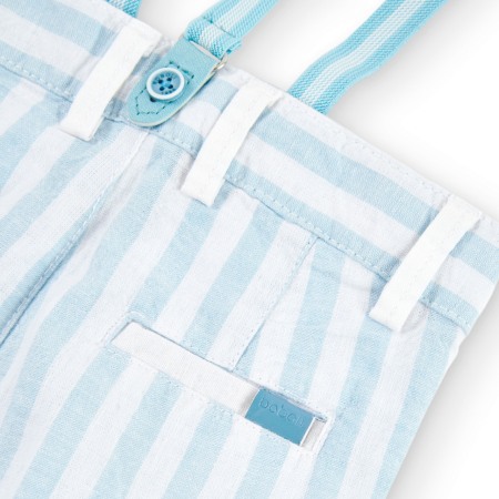 Pantaloni scurti baieti cu bretele, in, alb cu dungi bleu, Boboli [3]