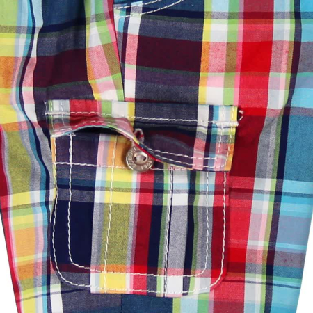 Pantaloni scurti bebe baiat, bumbac 100%, carouri multicolor, brand Boboli [3]