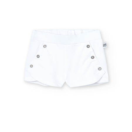 Pantaloni scurti/fuste/salopete - Pantaloni scurti fete 4-14 ani, bumbac better cotton, culoare alba, brand Boboli