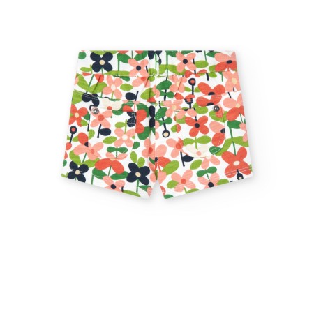 Pantaloni scurti fete, bumbac better cotton, imprimeu floral, kaki, brand Boboli [1]