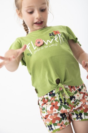 Sorturi/pantaloni scurti - Pantaloni scurti fete, bumbac better cotton, imprimeu floral, kaki, brand Boboli