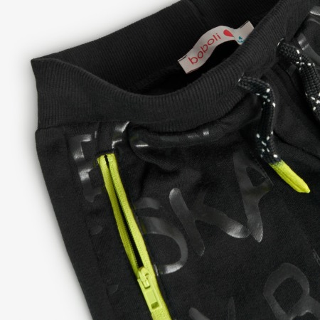 Pantaloni trening baiat 4-16 ani, bumbac better cotton, vatuit, negru, brand Boboli [2]