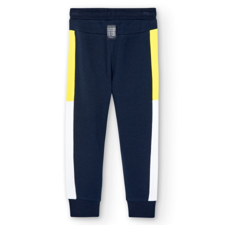 Pantaloni trening baiat, bumbac, bleumarin/galben Boboli [1]