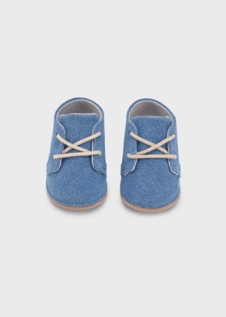 Pantofior bebe baiat cu siret, piele, bleu, Mayoral [2]