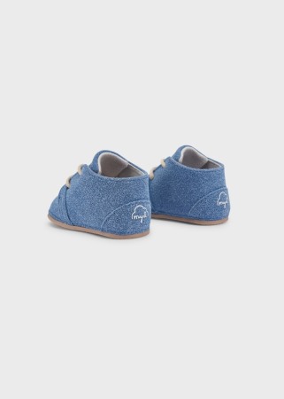 Pantofior bebe baiat cu siret, piele, bleu, Mayoral [3]