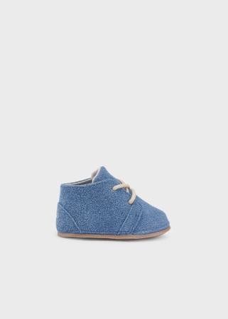 Pantofior bebe baiat cu siret, piele, bleu, Mayoral [4]