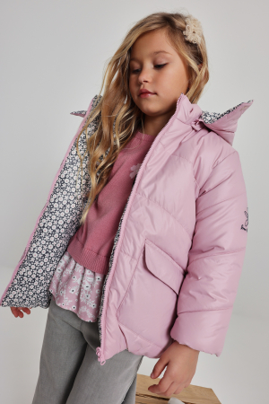 Geci iarna/Veste - Parka reversibila fetite 1-10 ani, rezistenta la vant, roz, brand Boboli