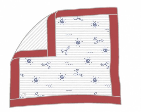 Paturici/Prosoape baie - Paturica bebe bumbac cu doua fete, dungi gri, Babybol