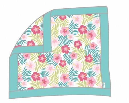 Baieti - Paturica bebe fetita, bumbac,imprimeu floral, turcoaz, Babybol