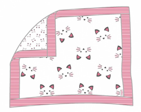 Fete - Paturica bumbac 2 fete, imprimeu pisicute, Babybol